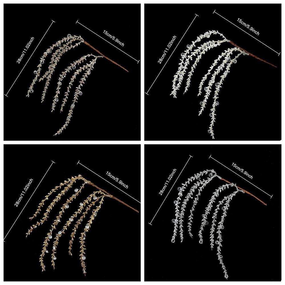 Sparkling Christmas Weeping Spray Pick Realistic Bead Chain Weeping Willow Branch Vase Fill