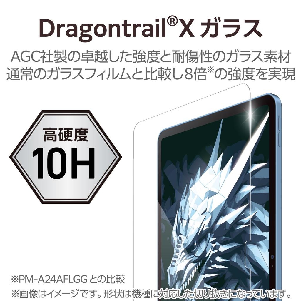 Elecom IPad A16 Ochranné sklo na obrazovku iPadu A16 s vodítkem Dragon Trail Easy Rounded (11. generace, 11palcový, 2025) / (10. generace, 10,9palcový,