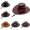 Klassischer Cowboyhut aus PU-Leder mit Sonnenschutz für Outdoor-Abenteuer für Männer