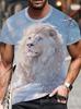 3D Plus Size Men's Lion Print T-shirt Summer Short Sleeve Crew Neck Tees Shirts For Men New In Animal Lion Graphic Tshirts Tops