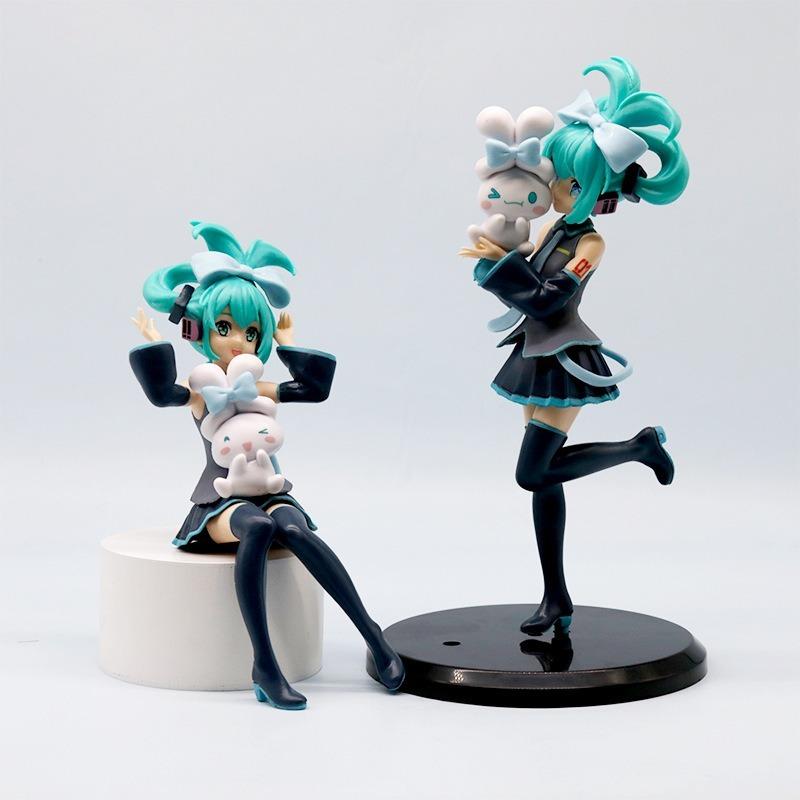 Anime Hatsune Miku Sitting and Standing Character Yulin Dog Cute Collection PVC Model Car Decoration Desktop Ornaments