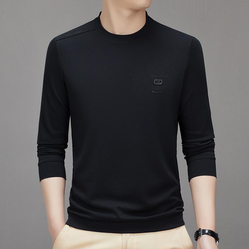 

Мужская осенняя футболка с длинными рукавами с лацканами, мужская мода, корейский стиль, повседневная простая мужская майка для молодежи и среднего возраста XXXXL