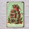 Room Decor 1pc Vintage Christmas Gift Stack Metal Tin Sign, 8x12 Inches, Rustic Iron Wall Art, Festive Home & Bar Decor