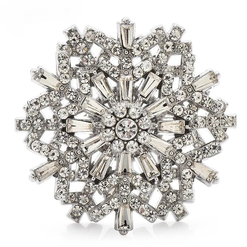 Snowflake Brooch Pins for Women Unisex Winter Flowers New Year Party Corsage Gifts