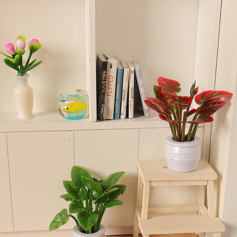 1buc Casă de păpuși Mini Plantă Model Mini Plantă Verde În ghiveci Peisaj în aer liber Pat de flori
