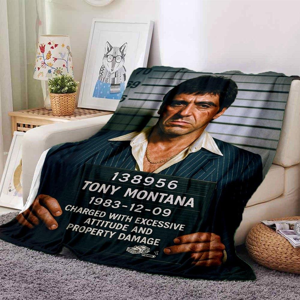 

1pc Scarface-Inspired Flannel Blanket - Soft Cozy All-Season Throw for Bedroom, Sofa, Camping, Travel - Perfect Gift for Movie FansB48 80cmx120cm(31inx47in)