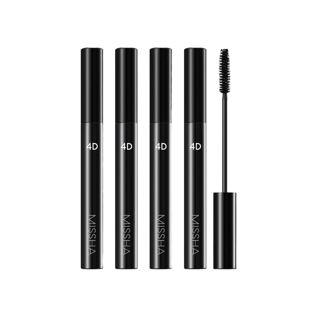 MISSHA The Style 4D Mascara Long-Lasting Volumizing & Lengthening Black Mascara 7g (Pack of 4)