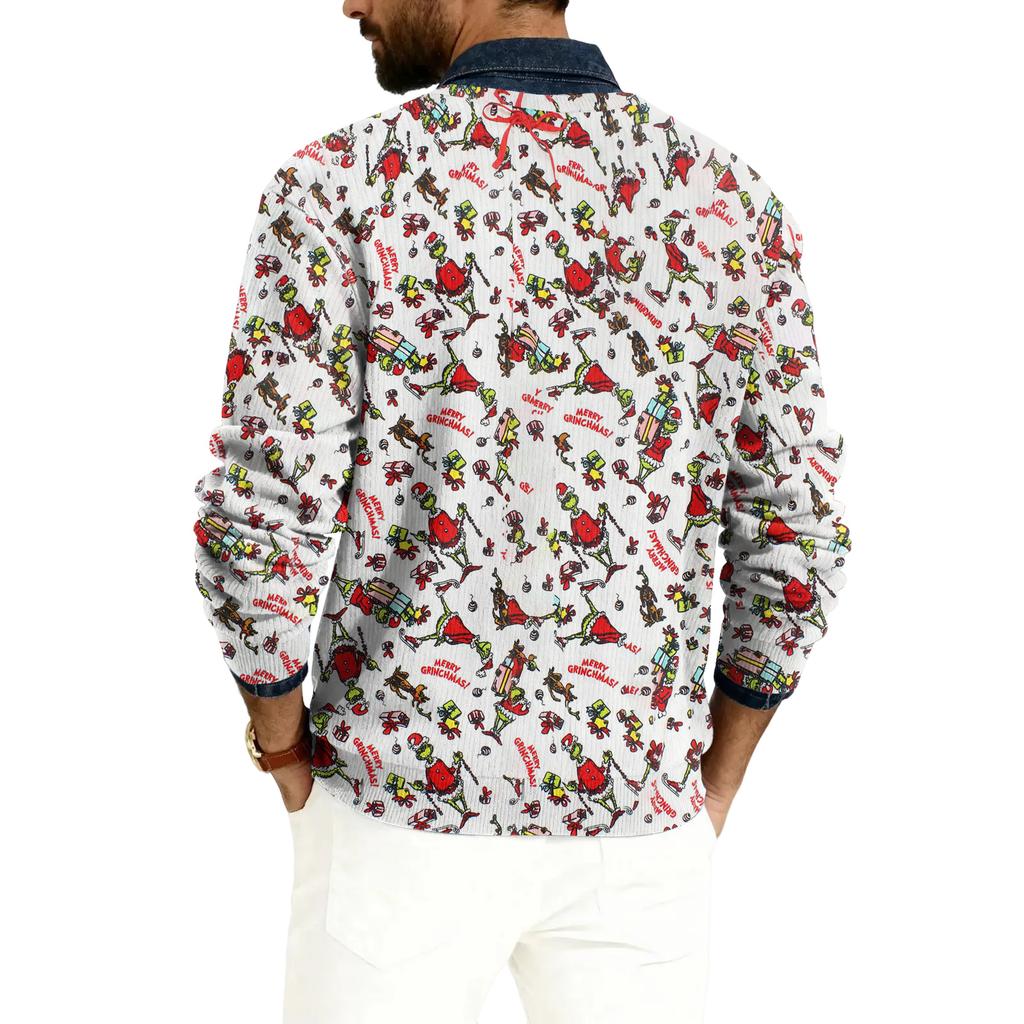 Men's V-neck Long Sleeve Ribbed Knit Pullover