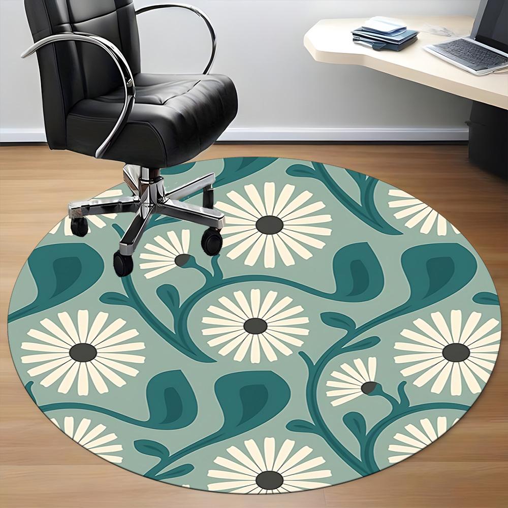 1pc Floral Pattern Office Round Area Rug, Indoor Mat Suitable For Office, Under Office Chairs Bedroom Living Room Home Decor, Room Deco