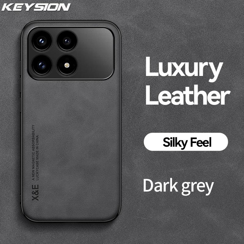 

KEYSION Роскошный Ретро Чехол для Телефона из ПУ Кожи для Xiaomi POCO F8 Pro Мягкий Силикон+ПК Ударопрочная Задняя Крышка Телефона для POCO F8 Ultra for POCO F8 Pro темно серый