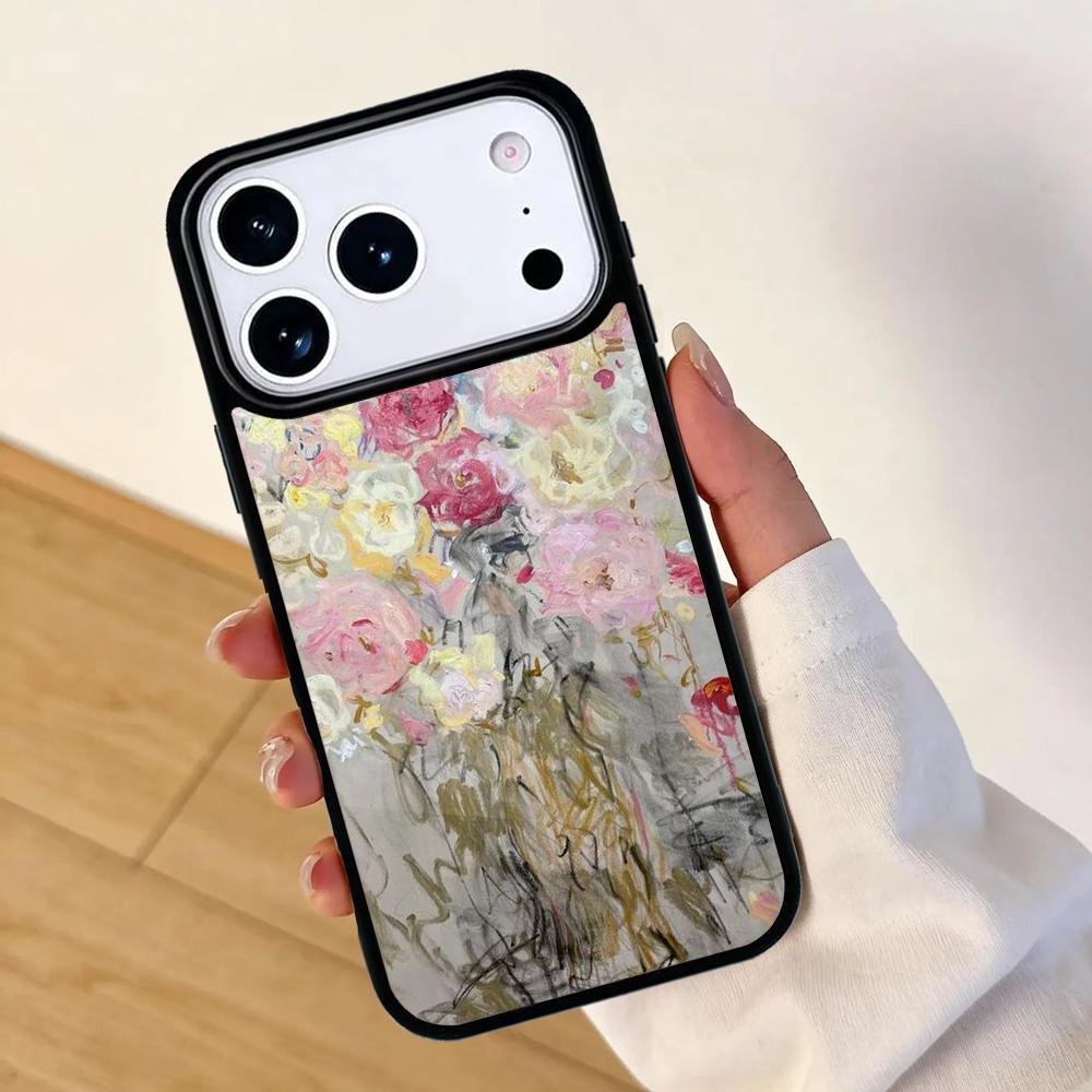 Oil Painting Boho Flower Art Mobile Phone Case for IPhone 17 AIR 16pro Max 15 14 13 12 11 Bumper Cover