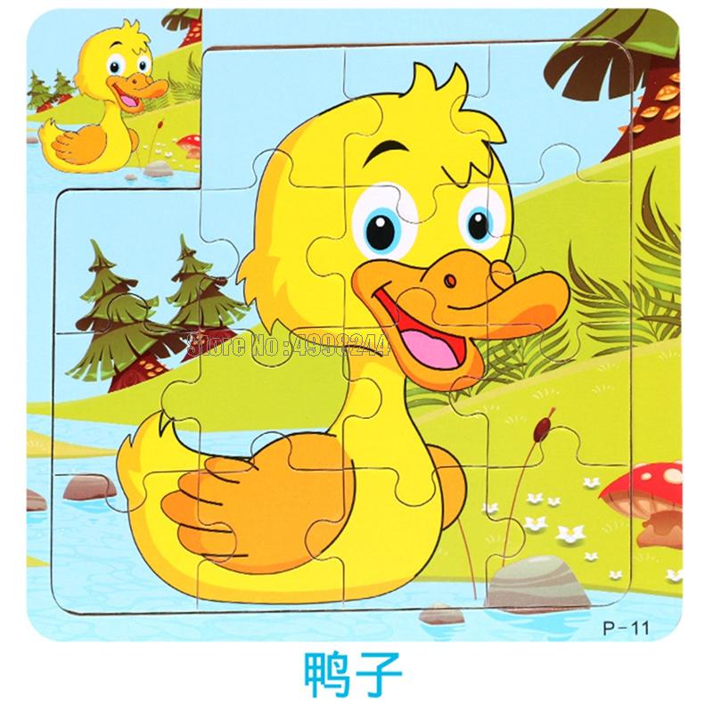 17pcs Wooden 3d Puzzle Jigsaw Cartoon Animal/traffic Puzzles Educational Toy Kids Wood Puzzle Small Size 11*11cm