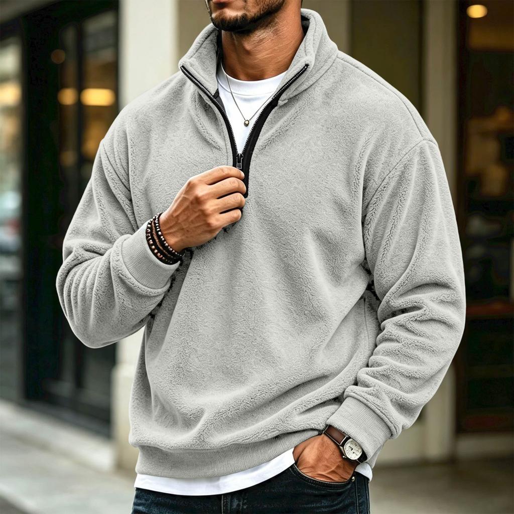 Men's Casual Quarter-Zip Long Sleeve Sweatshirt