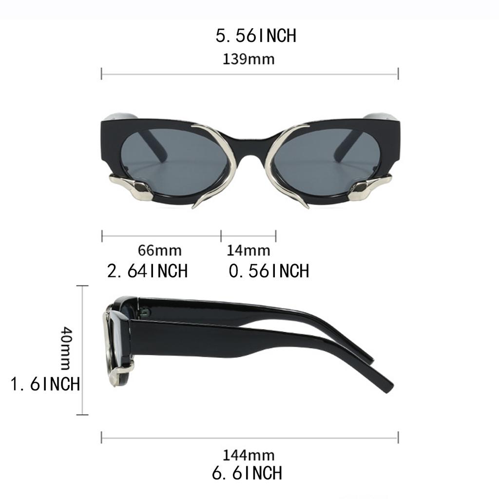 Metal Hinge Year of The Snake Limited Sunglasses Retro Spice Bar Technology Sense Concave Shape Sunglasses Tide Girl Glasses.