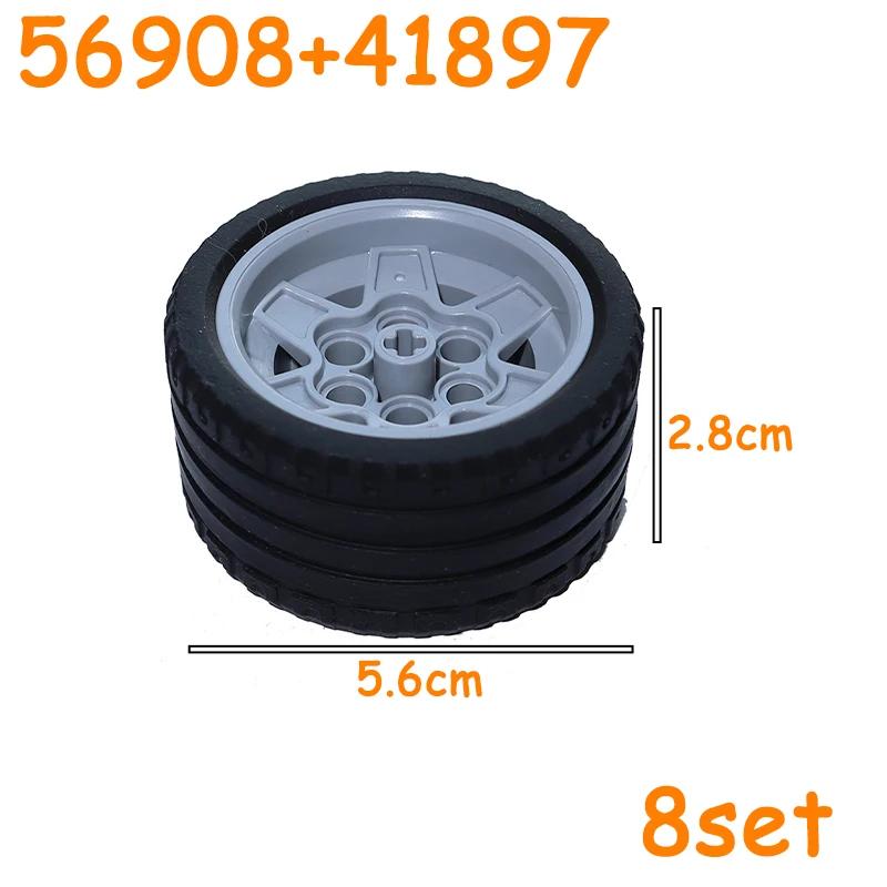 Technical Tire Wheel Car Truck Wheels Hub Bricks MOC Motorcycle Tyre & Rim Building Blocks 56145 44309 86652 3 15038 23798