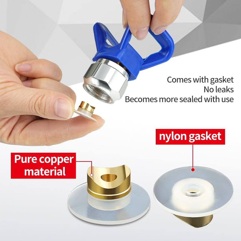 Reversible Seal Tip Gasket for Airless Paint Sprayer Replace 246453 Compatible with Graco Airless Spray Nozzle Copper + Nylon Seal Replacement