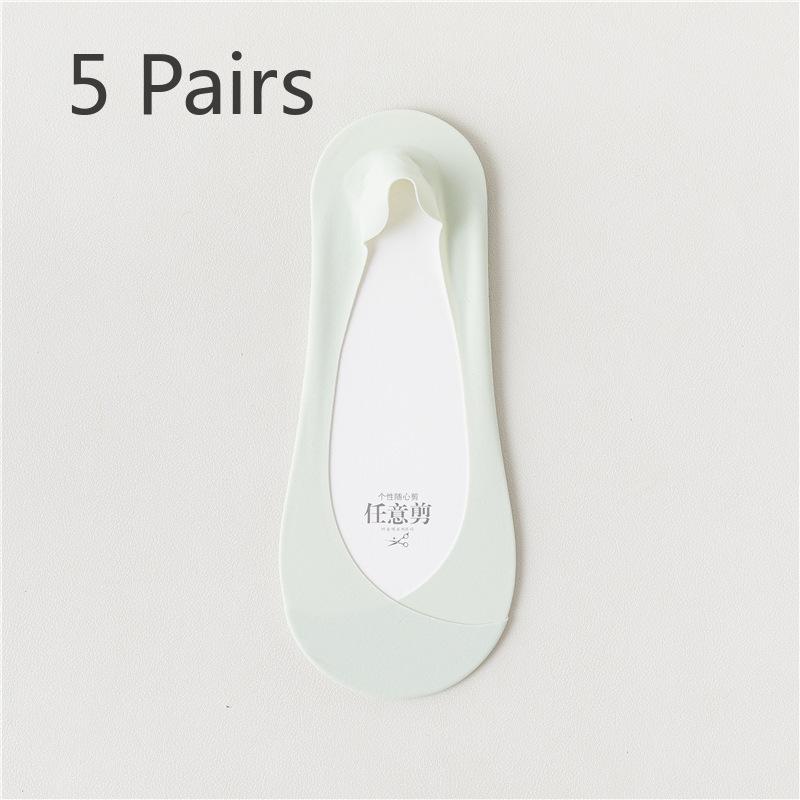 5 Paar Eis Seide Bootssocken Damen Sommer Dünne Rutschfeste Fersen Socken Socken Flacher Ausschnitt Unsichtbare Socken
