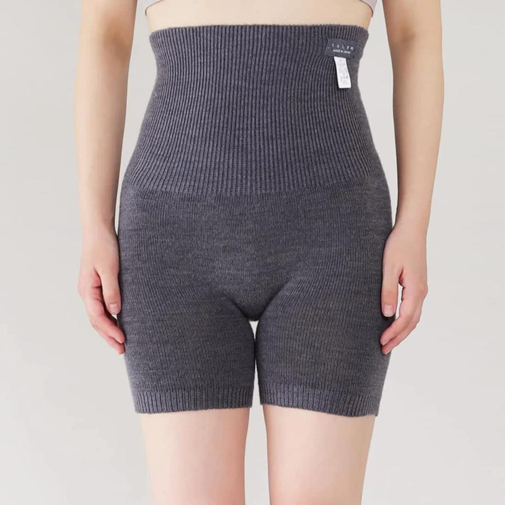 Kurashikinu Harapan Short Belly Warmer Pants for Natural Silk and Suitable for Sensitive and Dry Warms and Prevents Made in Dark Gray Women, Wool,