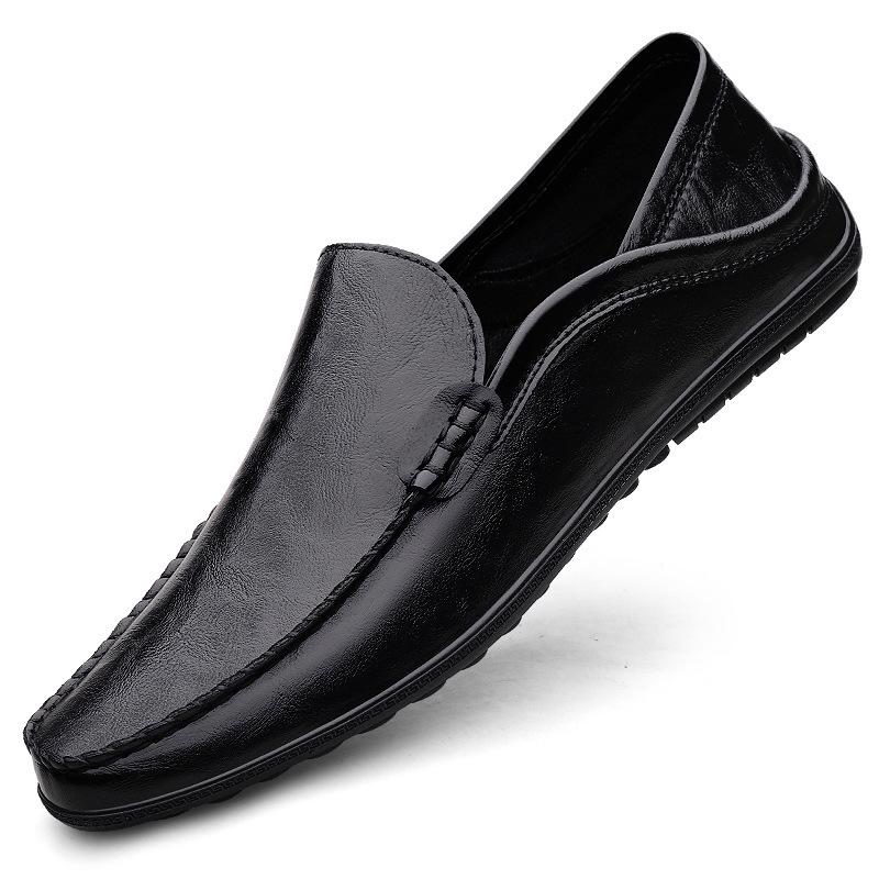 Men's Large-Size Driving Loafers with Collapsible Heel - Soft Leather Casual Shoes
