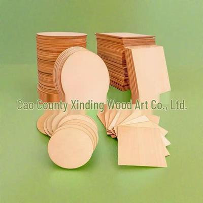 Creative DIY Wood Slices Set: Round & Square Poplar Plywood for Children's Hand-Painted Decorations