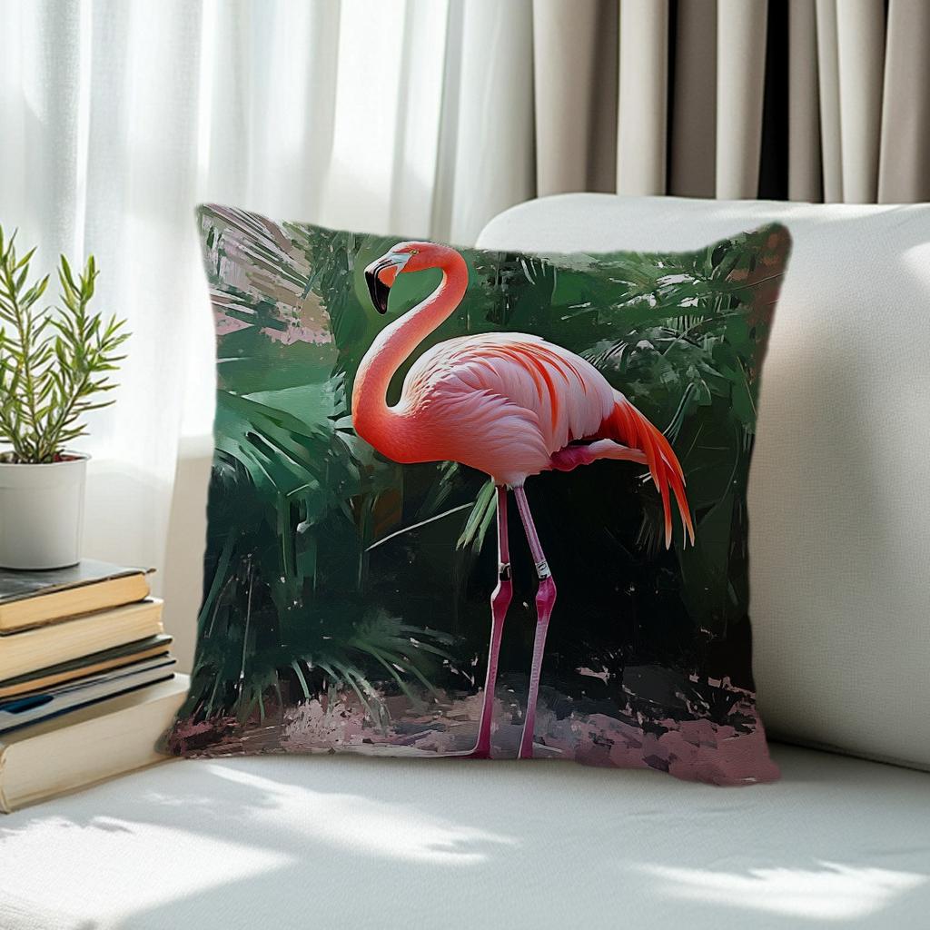 1pc Flamingo Single Sided Printed Throw Pillow Sofa Cover