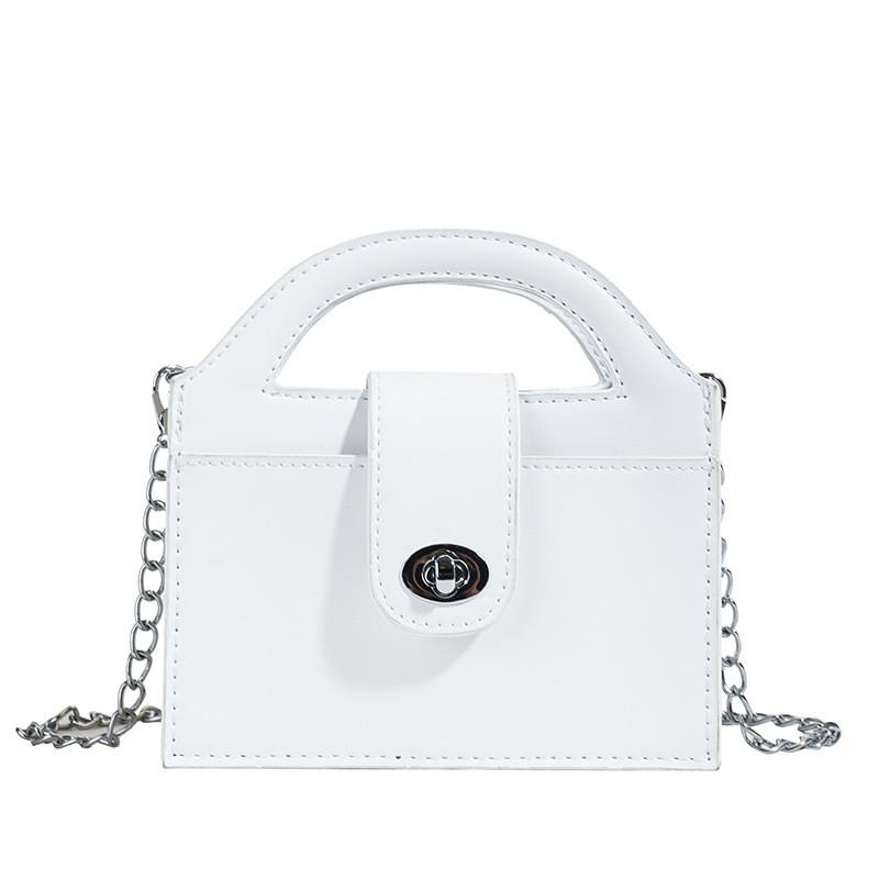 Pu Lightweight Leather Mini Square Bag With Chain School And Casual Occasions