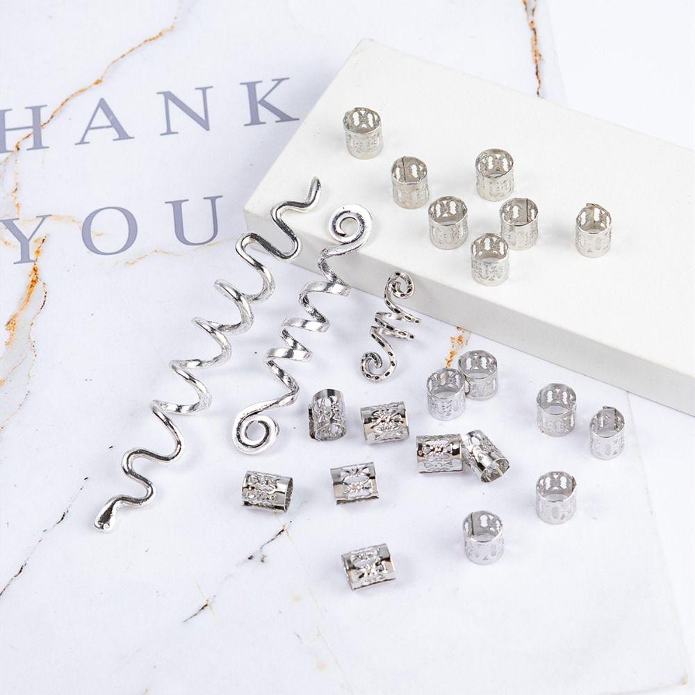 28pcs/set Golden Hair Ring Clips Zinc Zinc Alloy Hair Charms Fasion Dirty Braid Hair Buckles  Party