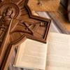 Vintage Wooden Easter Catholic Cross Jesus Statue, Interior Religious Wall Decor Baptismal Gift