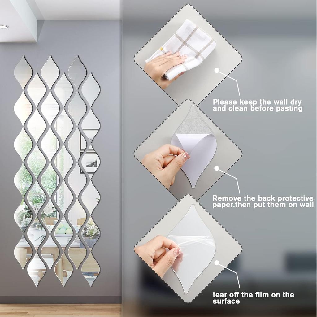 10/20/30pcs Water Drop Mirror Stickers DIY Reflective Acrylic Mirror Tiles Wall Decals Removable Wall Art Living Room Home Decor