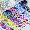 1 Box Round Glitter Nail Art Sequins 12 Grids Assorted Color Holographic Nail Charm Foils DIY Nail Design Crafts Manicure Decoration Accessories