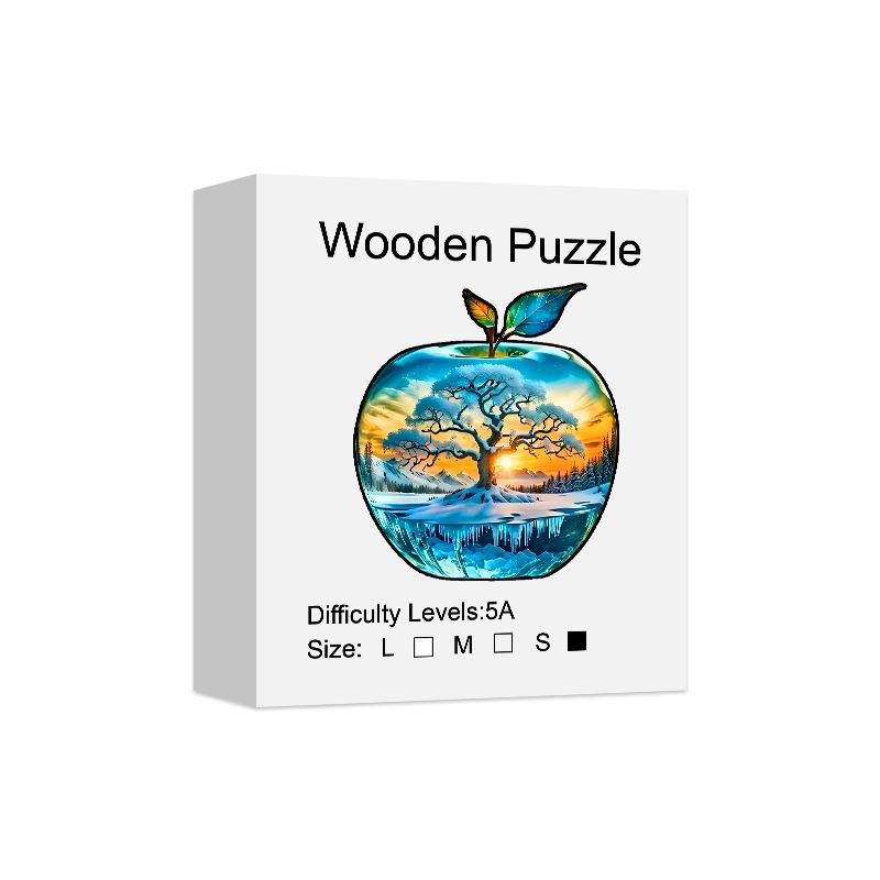 

Apple pattern ice and snow world scenery Wooden Puzzle, High Difficulty Toys Puzzle, Hallowee Christma Holiday Gifts, Home Decor