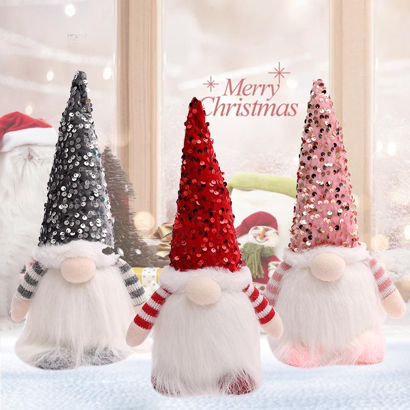 Christmas Decoration Sequined Hat Faceless Doll Cartoon Figurine Gift