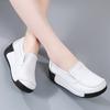 Fashion Platform Shoes Genuine Leather Wedge Heels Casual Shoes Slip-on Loafers Daily Walking Shoes
