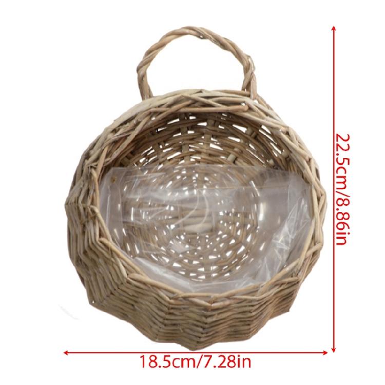 Panier à Fleurs en Osier Rotin Fait Main Suspendu au Mur Pour Jardin Plante Grimpante Pot Support de Plantes Décoration Intérieure Jardinière Murale