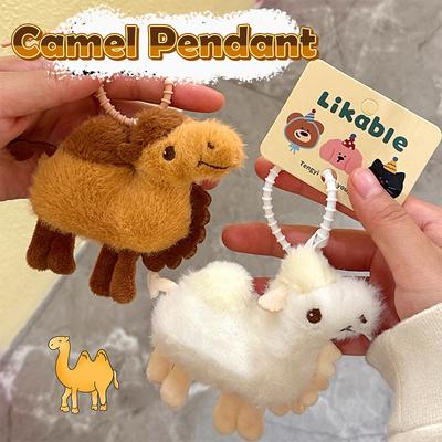Desenho Animado Pelúcia Camelo Boneca Chaveiro Adorável Animal de Pelúcia Argola de Chave Pingente de Bolsa Decoração Amuleto de Mochila Escolar Cordão para Casal
