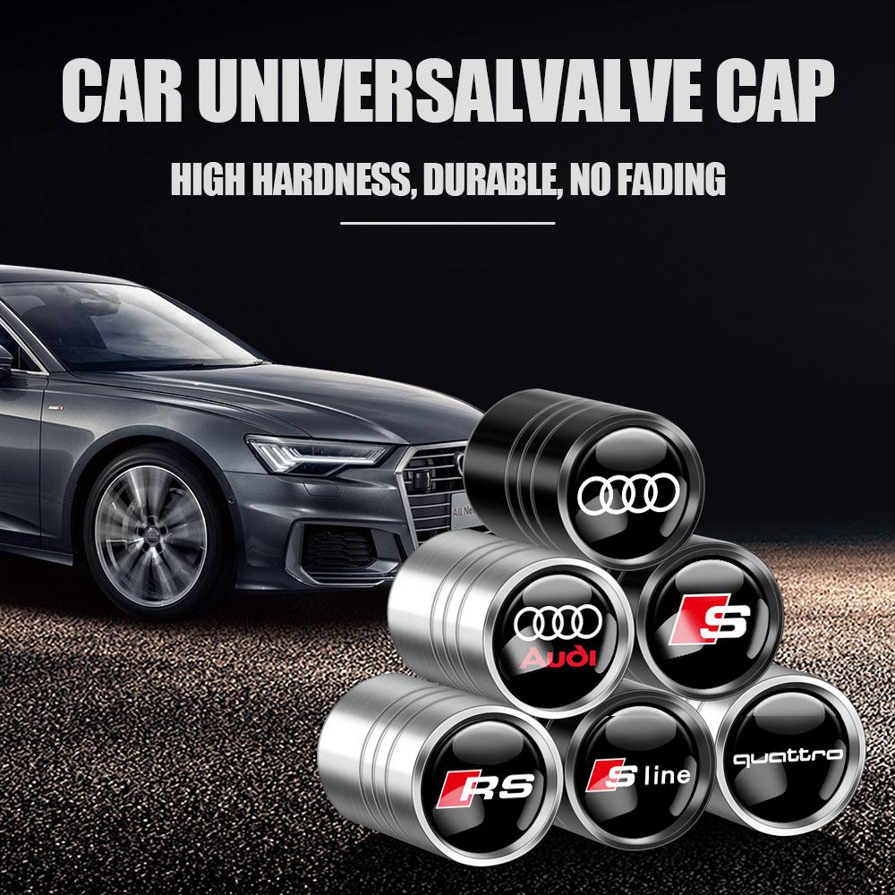 4Pcs Car Styling Metal Tire Valve Stem Caps Rim Accessories For f2 A4 B7 A7 Sline S1 S2 S3 A8 A3 A1 A5 Q5 Q3 TT Q2 Quattro RS