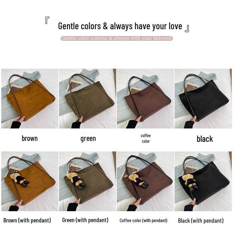 Retro Suede Versatile Shoulder Tote - High-End Fashionable Large Capacity Bag