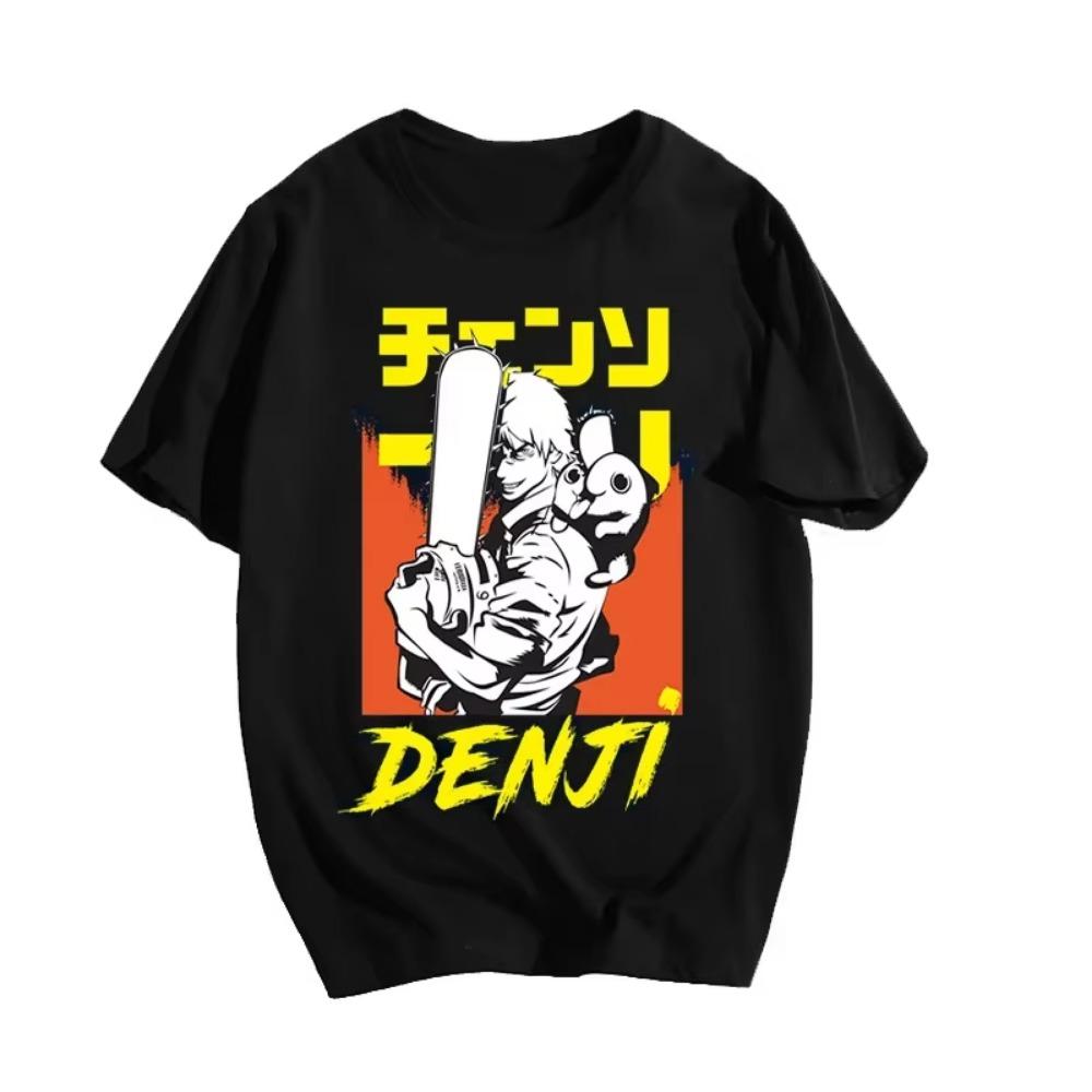 Summer Chainsaw Man Japanese Cartoon Print Cotton Men T-Shirts Short Sleeve Oversized Graphic Fashion Casual Men's Clothing Tees