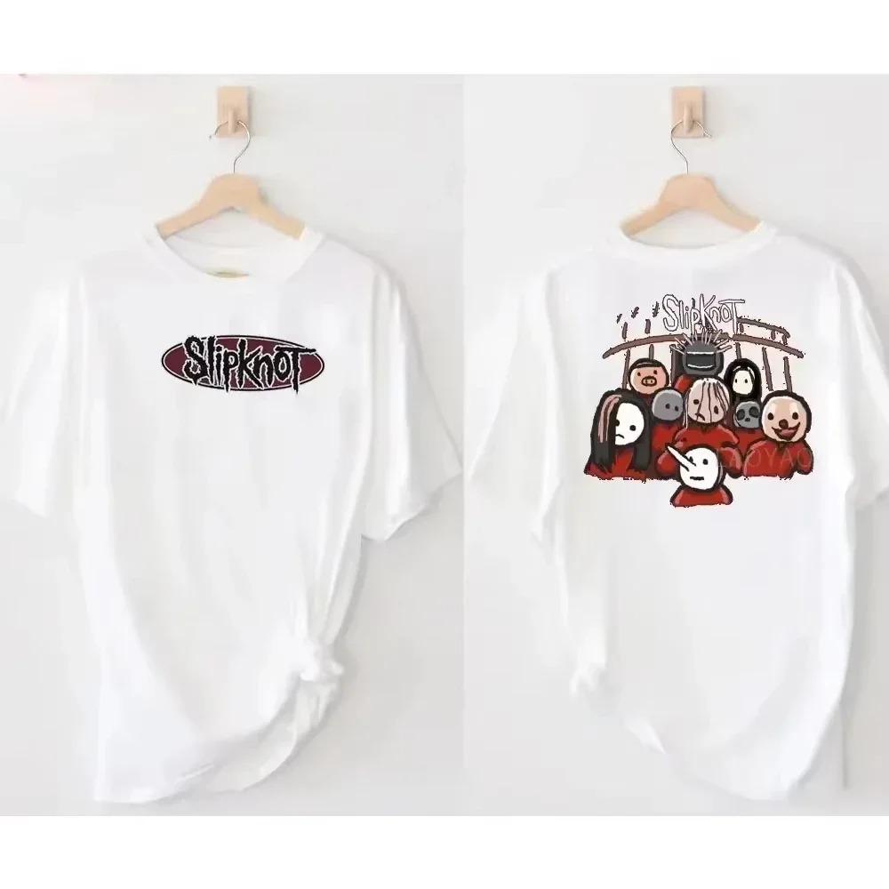 

ZX TEE Літня Нова Вінтажна Футболка Slipknots Prepare for Hell Tour Чорна Футболка Хеві Метал Рок Гурт Жіночі Футболки в Естетиці Хіп-Хоп 2XL