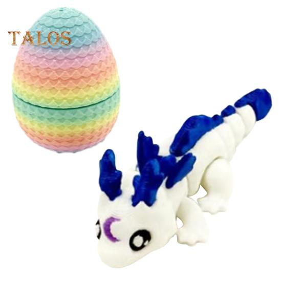 

3D-печатное яйцо дракона, красочное яйцо с драконом внутри, шарнирная фигурка дракона, гибкая игрушка-фиджет для детей, наполнители для пасхальной корзины белый/синий