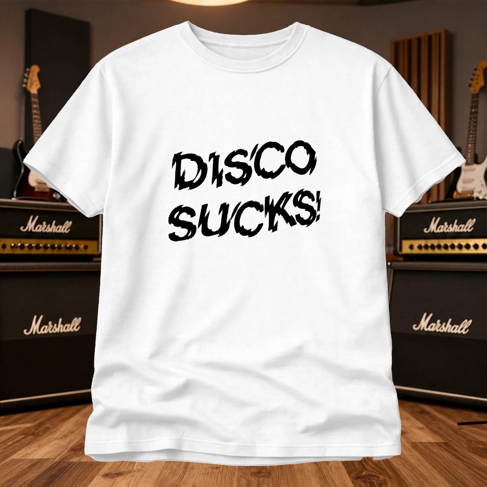 Disco Sucks T-Shirt Funny Anti Disco Music Lover DJ Rock Punk Tee S