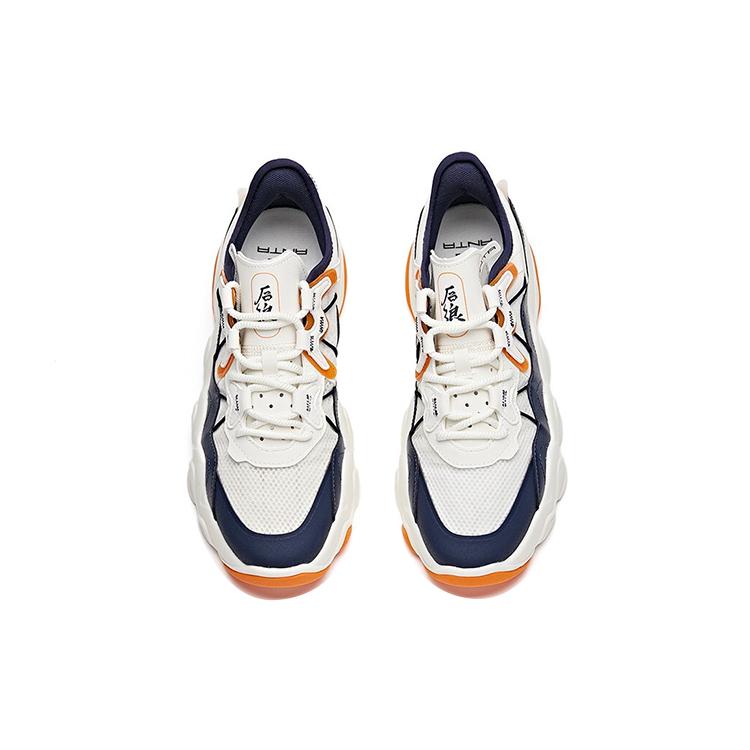 New Anta Young Generation Low Top Running Shoes Men's White Blue Yellow 112128081-4