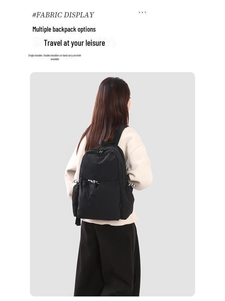 2025 Frühling Koreanischer Damen-Nylon-Rucksack: Trendy einfarbige lässige Schultasche für Schüler