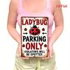D PC LadybugThemed Vintage Metal Wall Art LADYBUG PARKING ONLY Quote Rustic Iron Sign for Home Garden or Porch Decor
