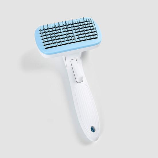Pet Comb Anti-Slip Ergonomic Handle Grooming Rounded Needle Teeth One-Click Self-Cleaning Pet Grooming Tool
