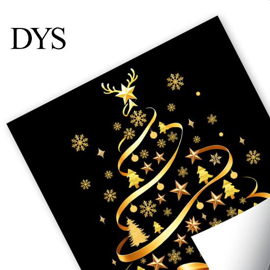 Gold Ribbon Window Stickers Christmas Tree Static Cling, Glass Sticker with Bow, Reindeer Holiday Storefront Displays Antler & Star Snowflake,