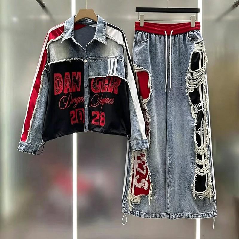 Womens 2026 Street 2-Piece Jacket Straight Leg Pants