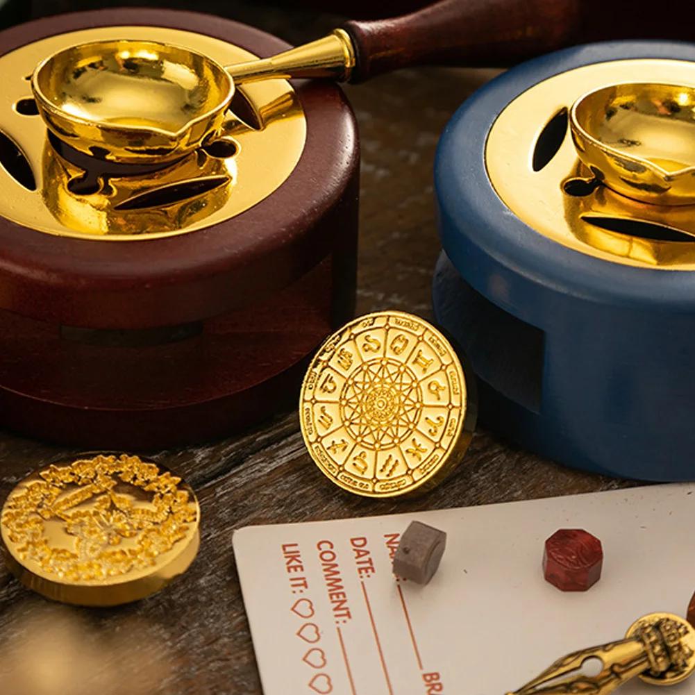 Wedding Invitations Cards Sealing Wax Stamps Set Solid Wood Vintage Wax Seal Stamp Heating Stove Kit Envelopes Gift Packing