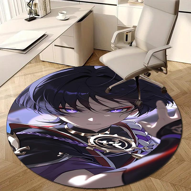 1pc Genshin Impact Wanderer2 Design Printed Area Round Carpet for Bedroom Living Room Home Decor Rugs Mat Non Slip Mat Rug for Bedside