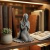 Kneeling Pray Girl Figurine 3D Printed Hooded Cowl Praying Women Statue Sculpture Home Office Desktop Religious Ornament
